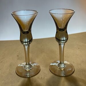 Holmegaard cordial glasses, set of 2, smoky gray color, vintage, Danish